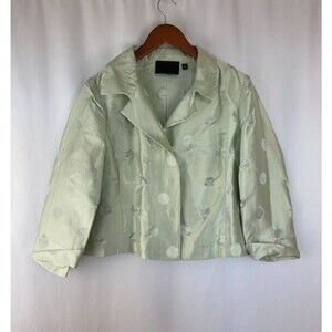 Carlisle Women's Size 10 Jacket 100% Silk Seafoam Green Polka Dots Classic VTG